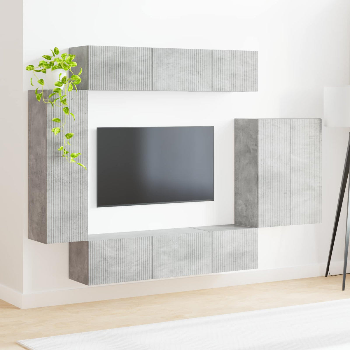 Tv vægskab sæt 6 stk. Beton Grå