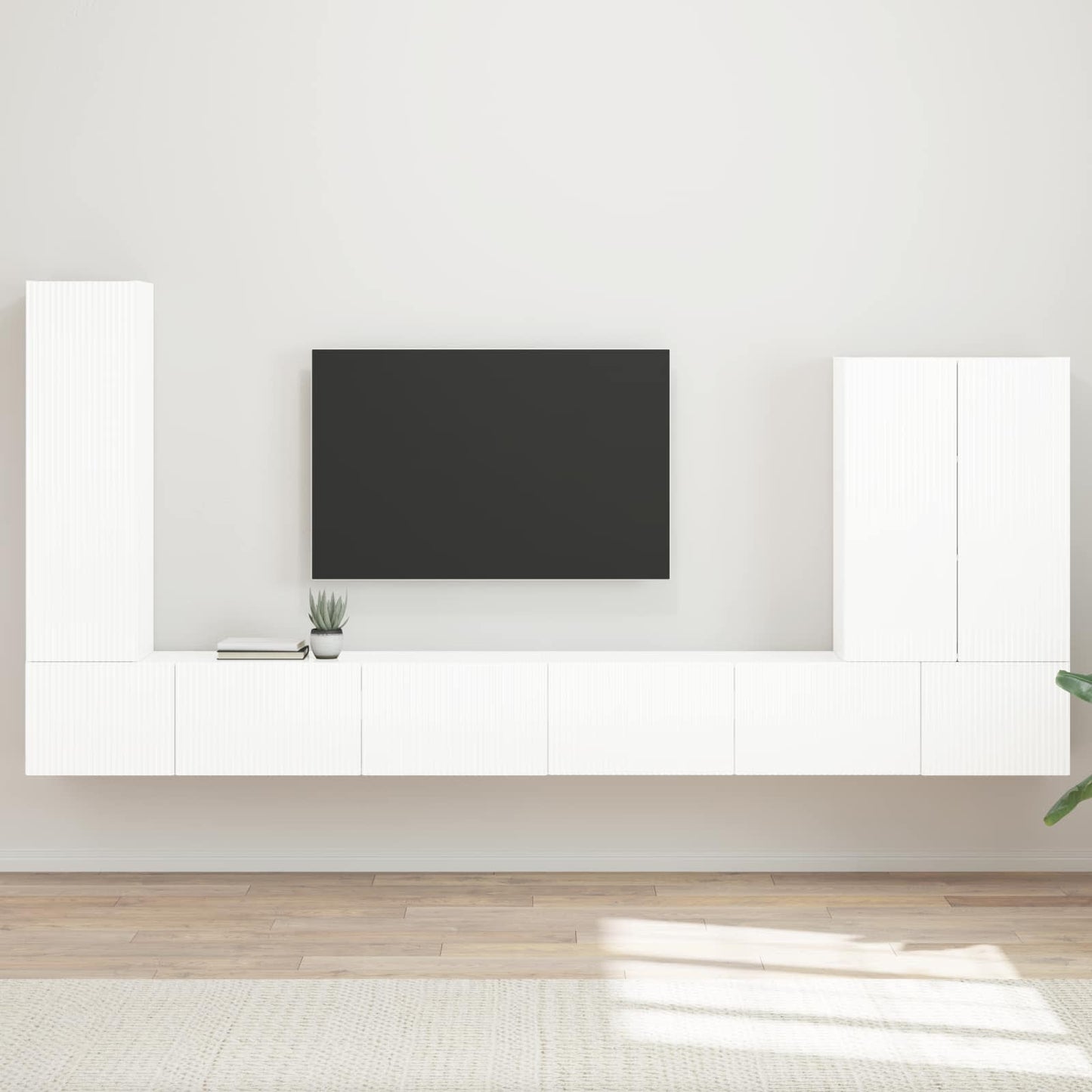 Tv vægskab sæt 6 stk. Høj gloss hvid