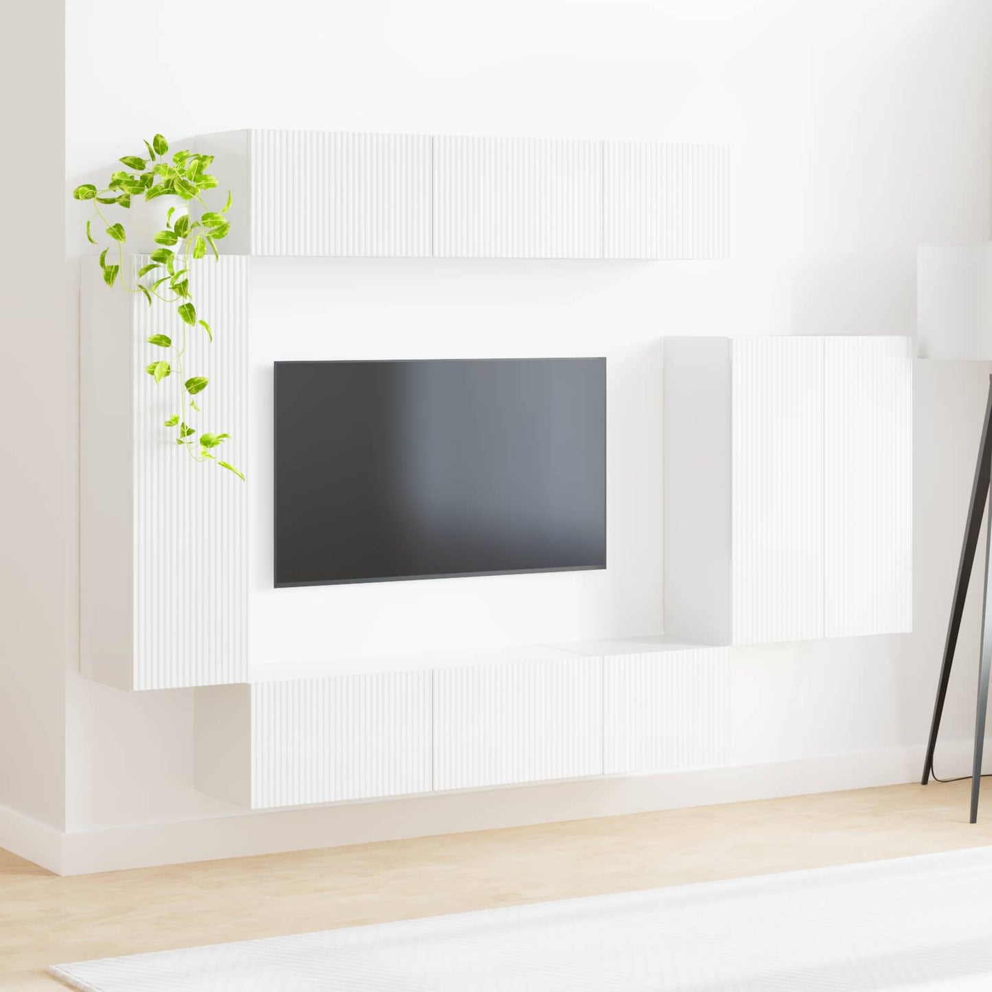 Tv vægskab sæt 6 stk. Høj gloss hvid