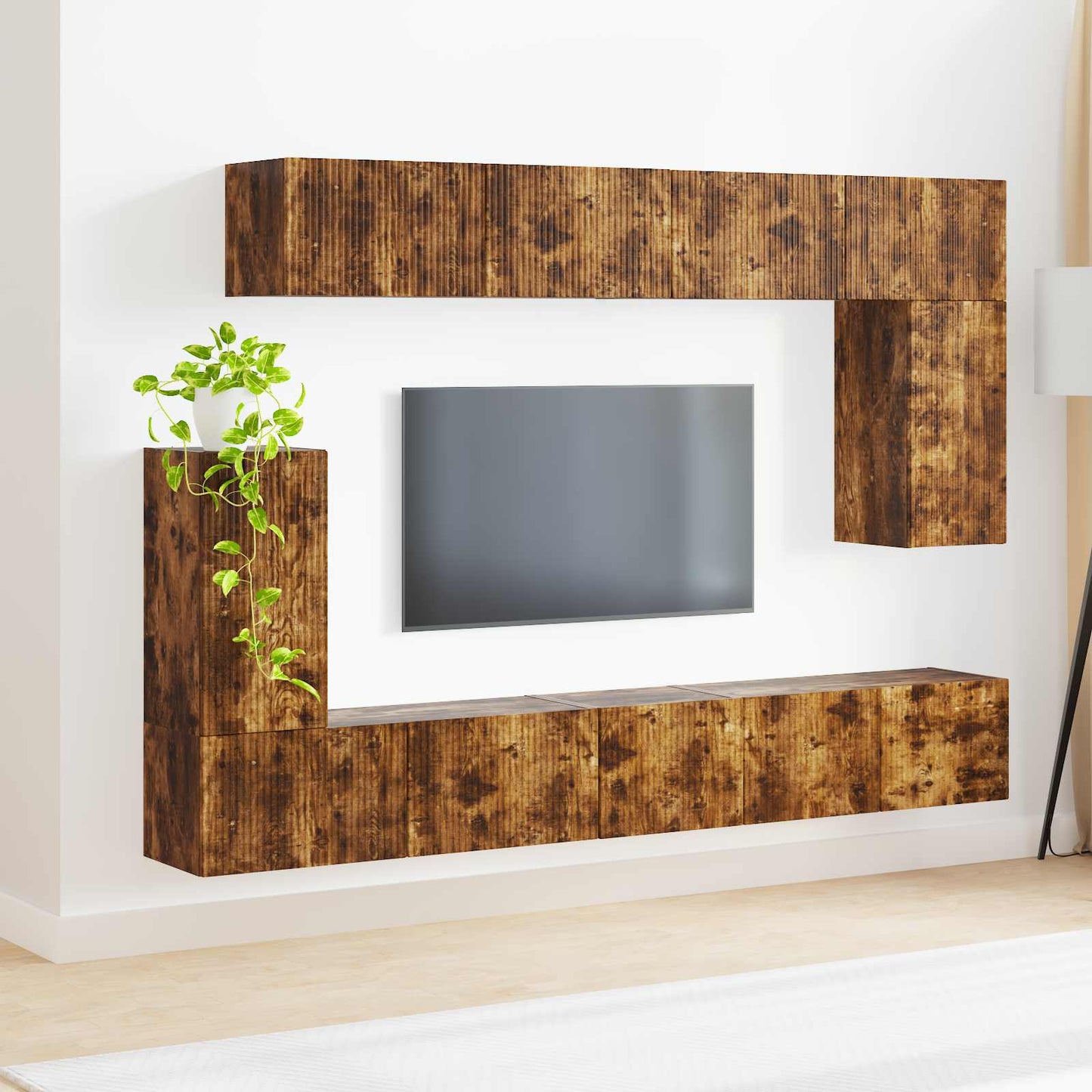 TV-møbelsæt 5 stk. Røget eg Konstrueret træ