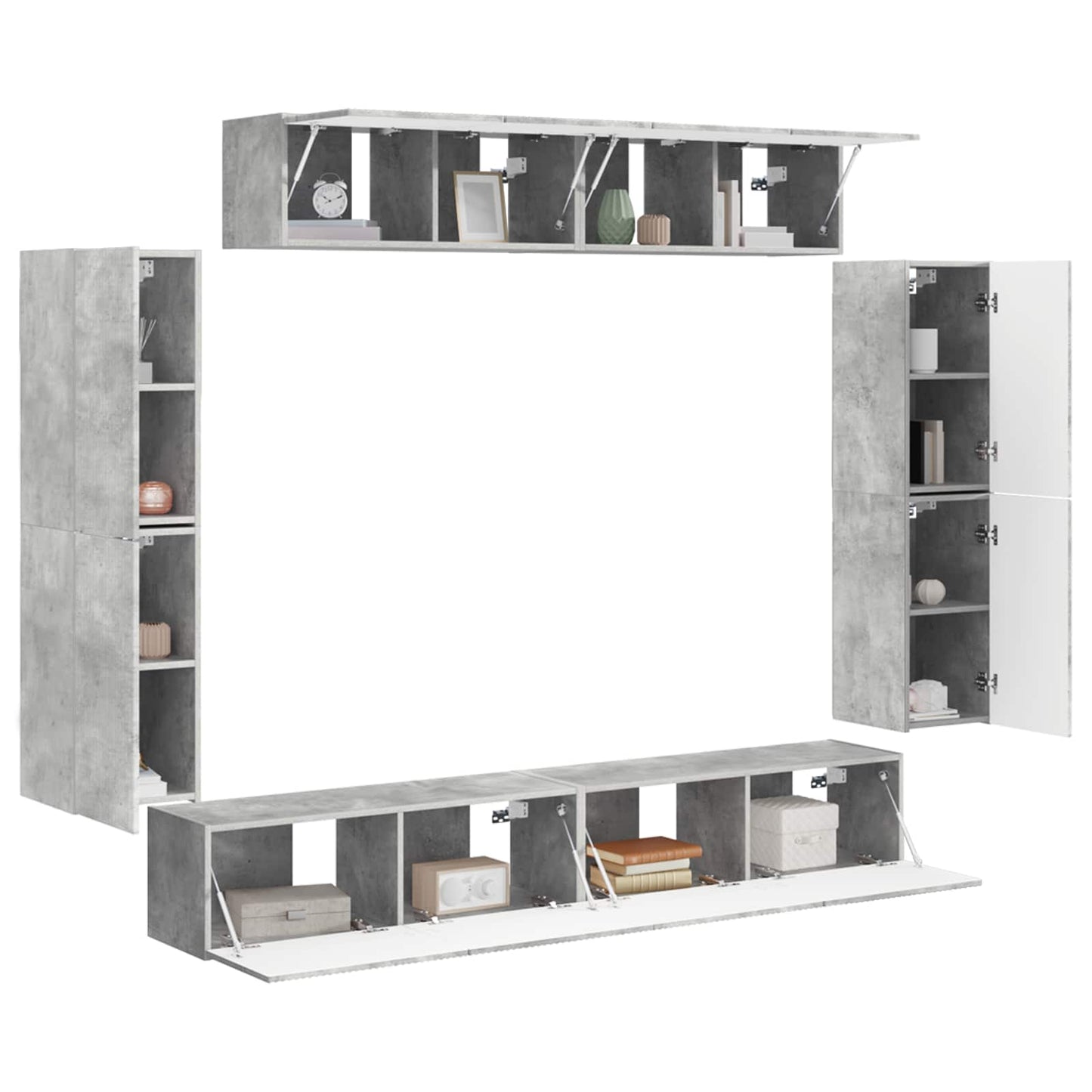 TV-skab 8 stk. Beton Grå