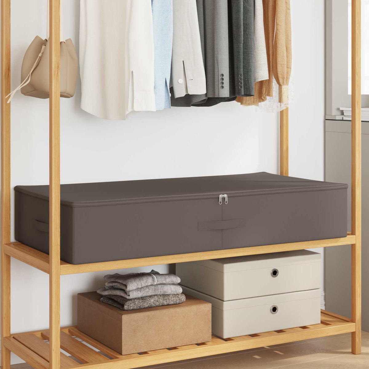 Opbevaringskasse Ikke-vævet stof 90 x 48 x 15 cm 64,8 L Grå