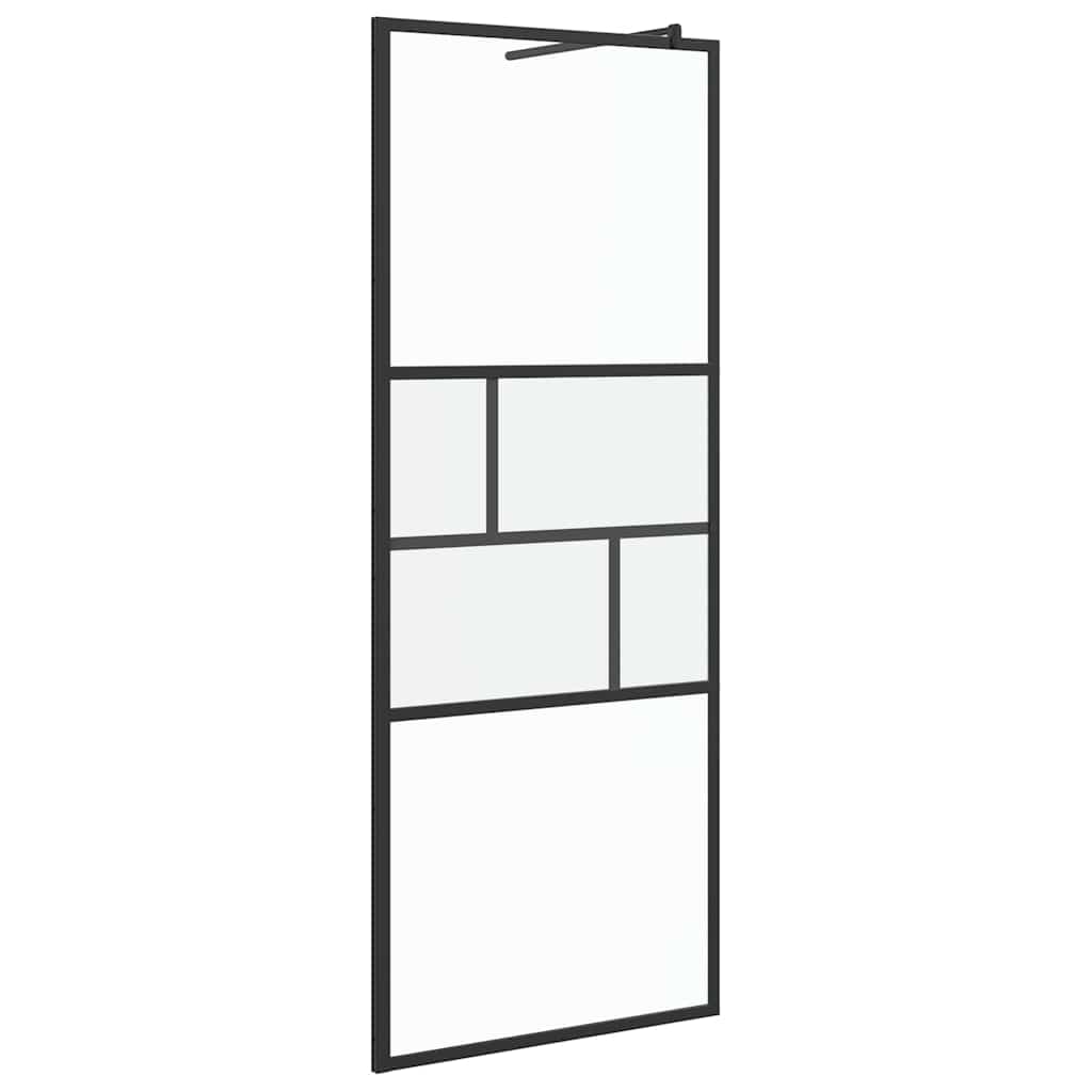 Walk-in brusevæg Sort 80 x 195 x 0,5 cm Glas og Aluminium