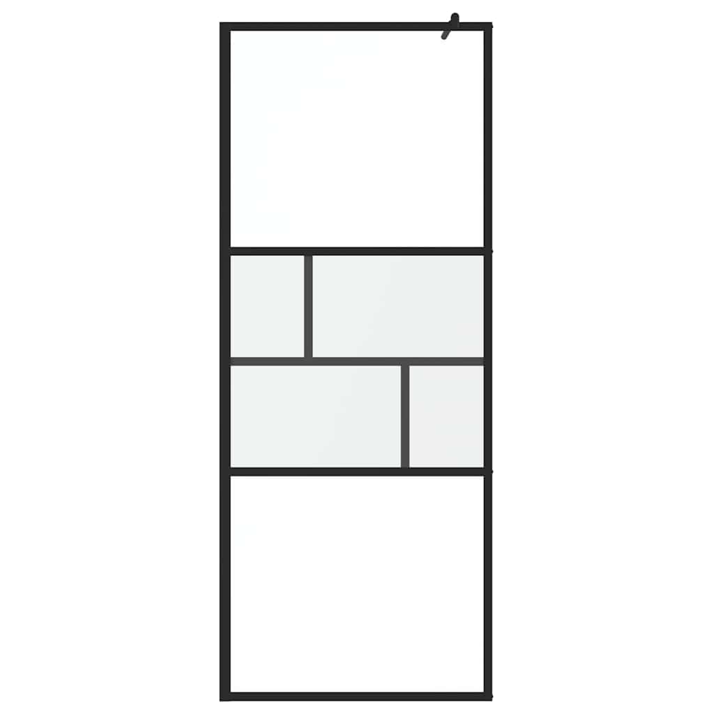 Walk-in brusevæg Sort 80 x 195 x 0,5 cm Glas og Aluminium