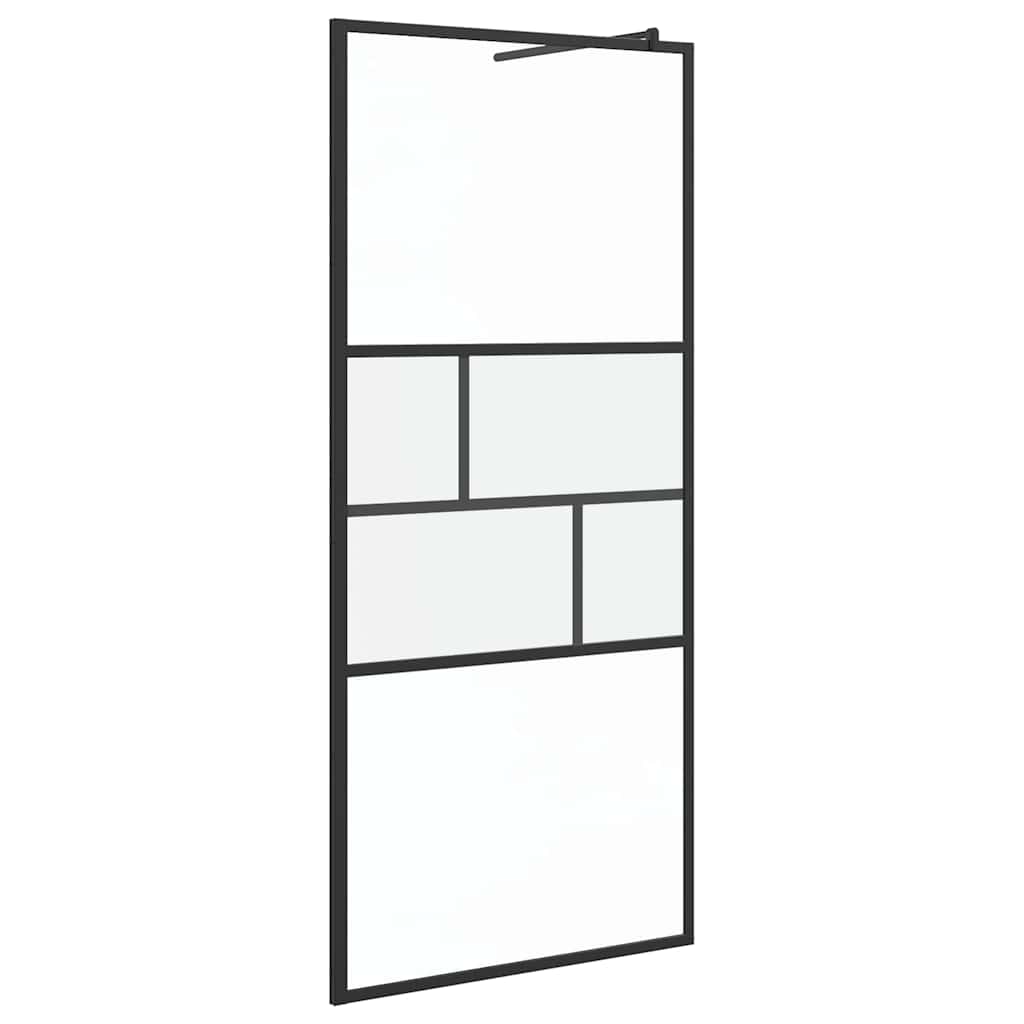 Walk-in brusevæg Sort 90 x 195 x 0,5 cm Glas og Aluminium