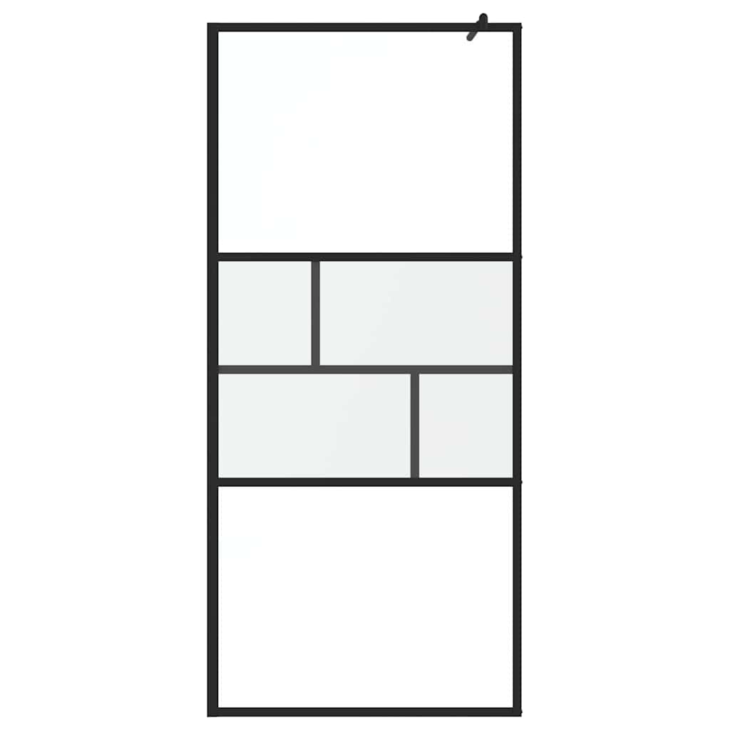 Walk-in brusevæg Sort 90 x 195 x 0,5 cm Glas og Aluminium