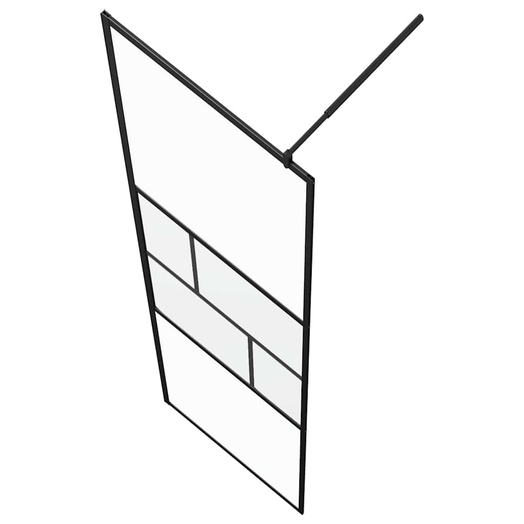 Walk-in brusevæg Sort 90 x 195 x 0,5 cm Glas og Aluminium