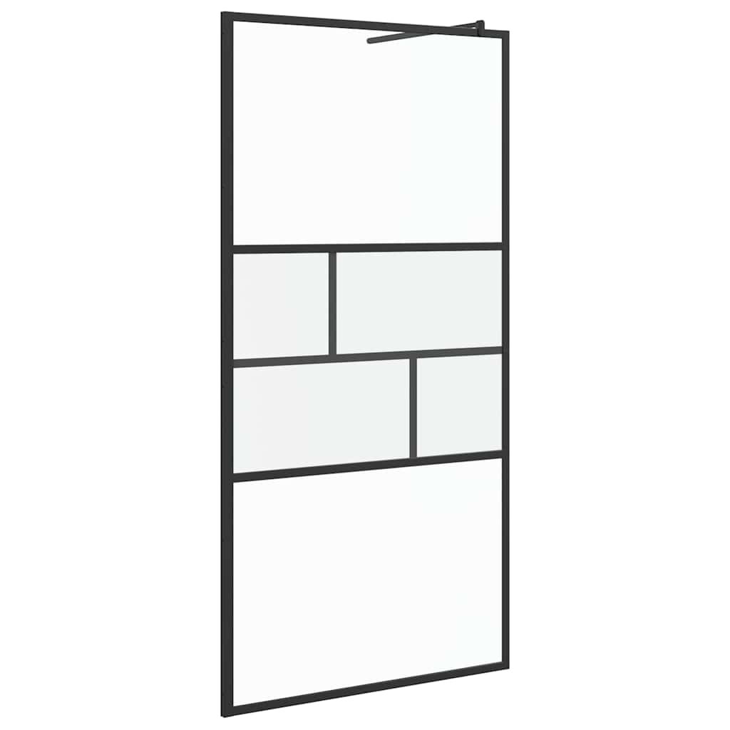 Walk-in brusevæg Sort 100 x 195 x 0,5 cm Glas og Aluminium
