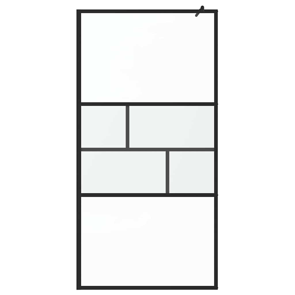 Walk-in brusevæg Sort 100 x 195 x 0,5 cm Glas og Aluminium