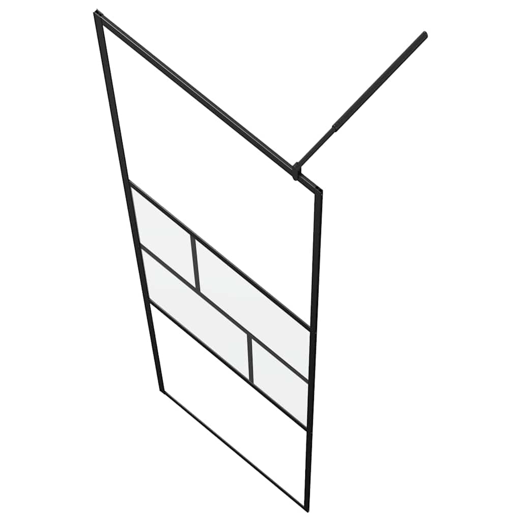 Walk-in brusevæg Sort 100 x 195 x 0,5 cm Glas og Aluminium