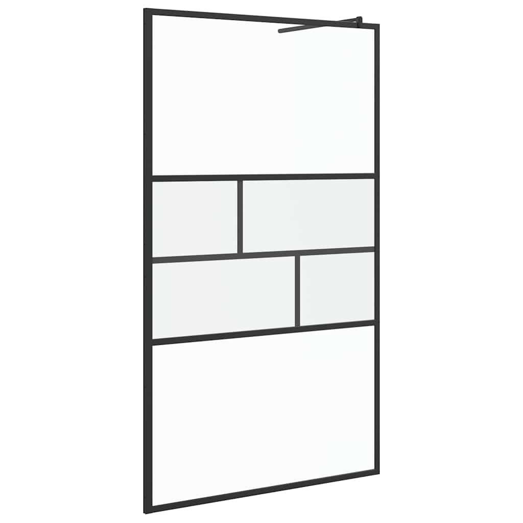 Walk-in brusevæg Sort 115 x 195 x 0,5 cm Glas og Aluminium