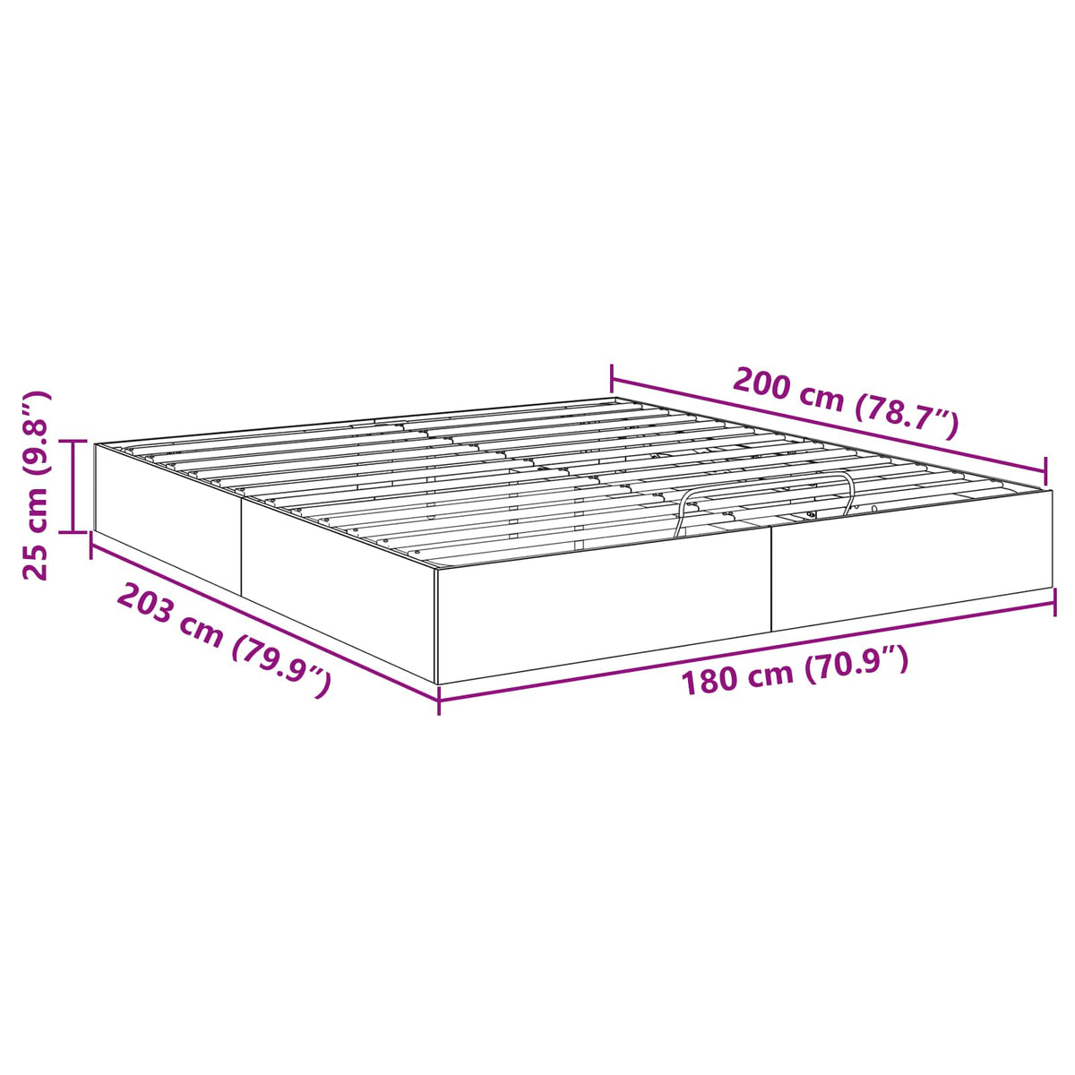 Ottoman Sengestel Sort eg 180 x 200 cm Konstrueret træ