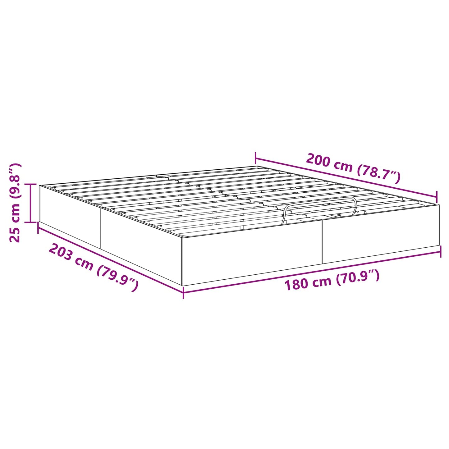 Ottoman Sengestel Røget eg 180 x 200 cm Konstrueret træ