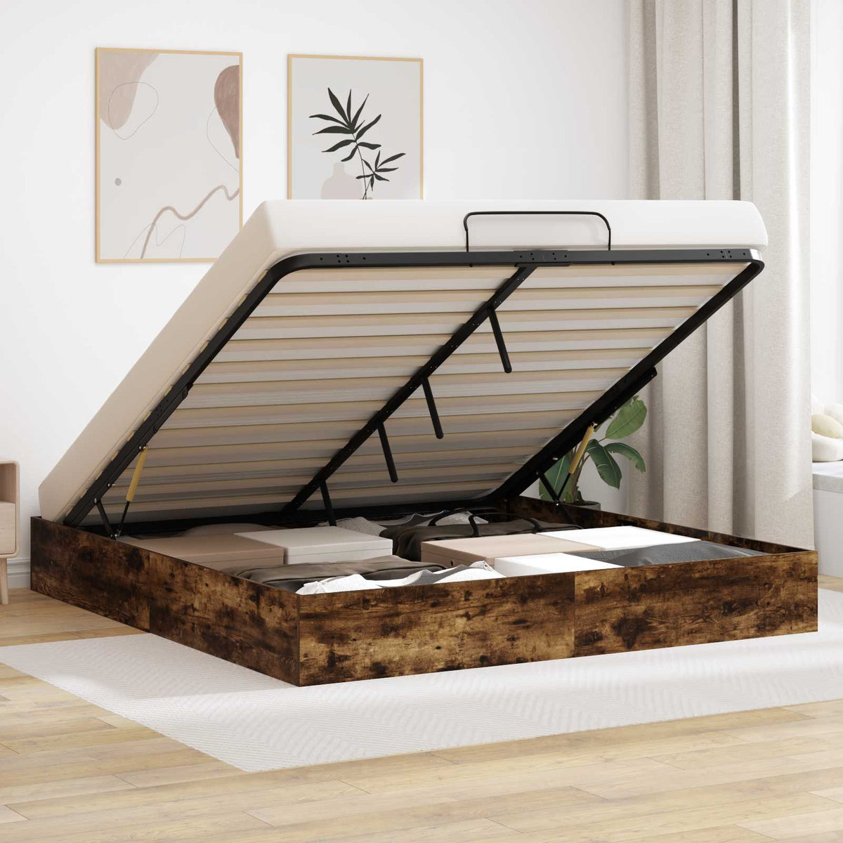 Ottoman Sengestel Røget eg 160 x 200 cm Konstrueret træ