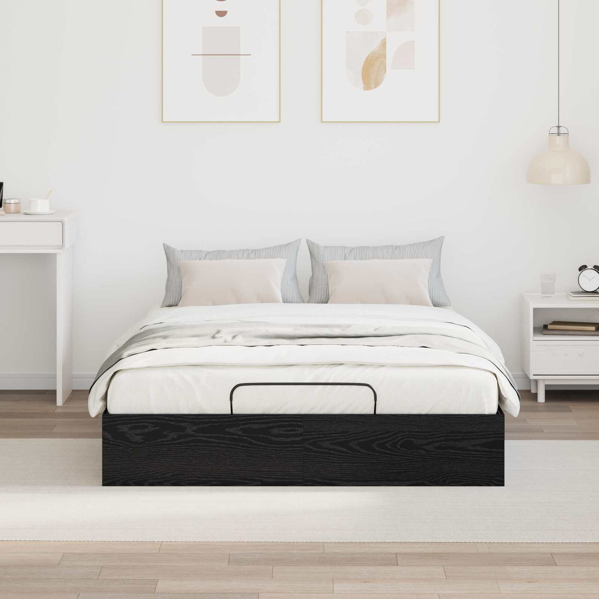 Ottoman Sengestel Sort eg 140 x 200 cm Konstrueret træ
