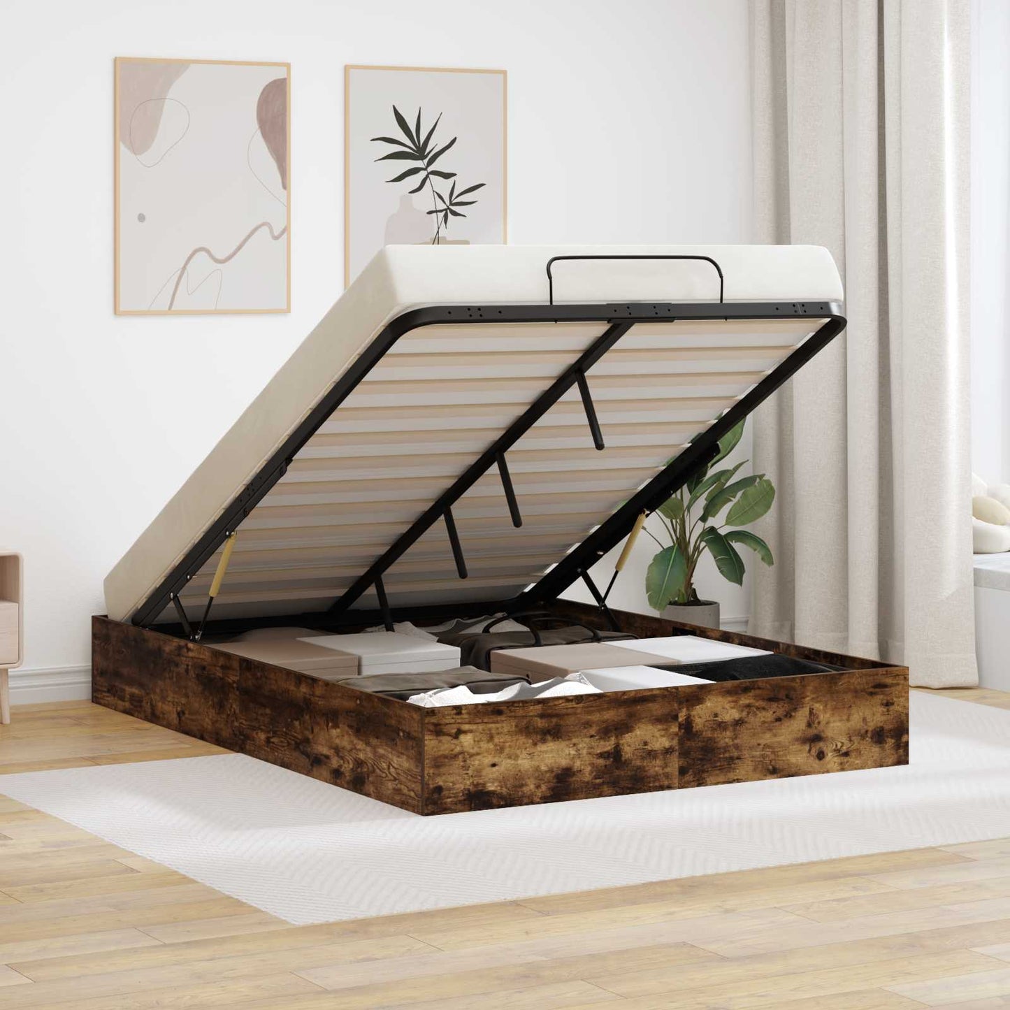 Ottoman Sengestel Røget eg 140 x 200 cm Konstrueret træ