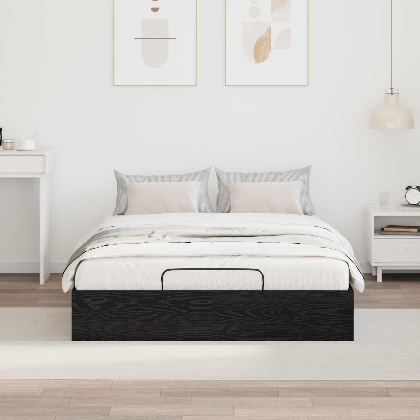 Ottoman Sengestel Sort eg 140 x 190 cm Konstrueret træ