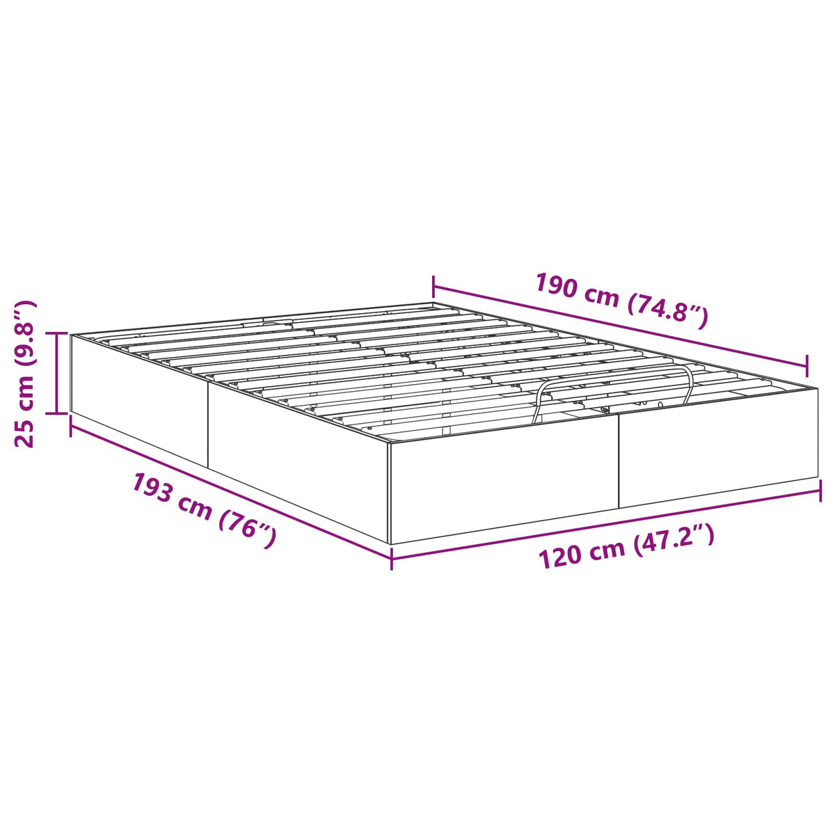 Ottoman Sengestel Røget eg 120 x 200 cm Konstrueret træ