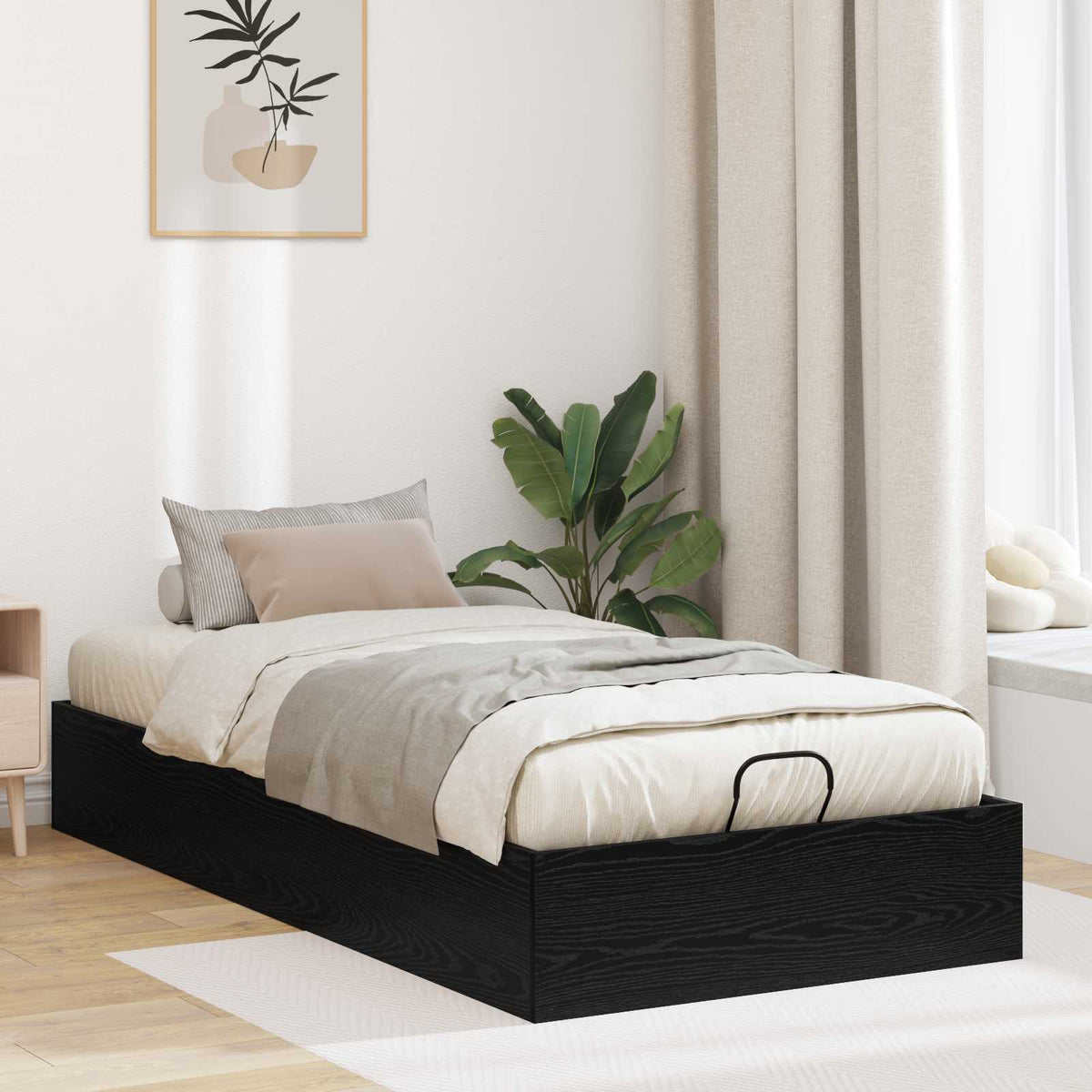Ottoman Sengestel Sort Eg 75,5 x 190 cm Konstrueret træ