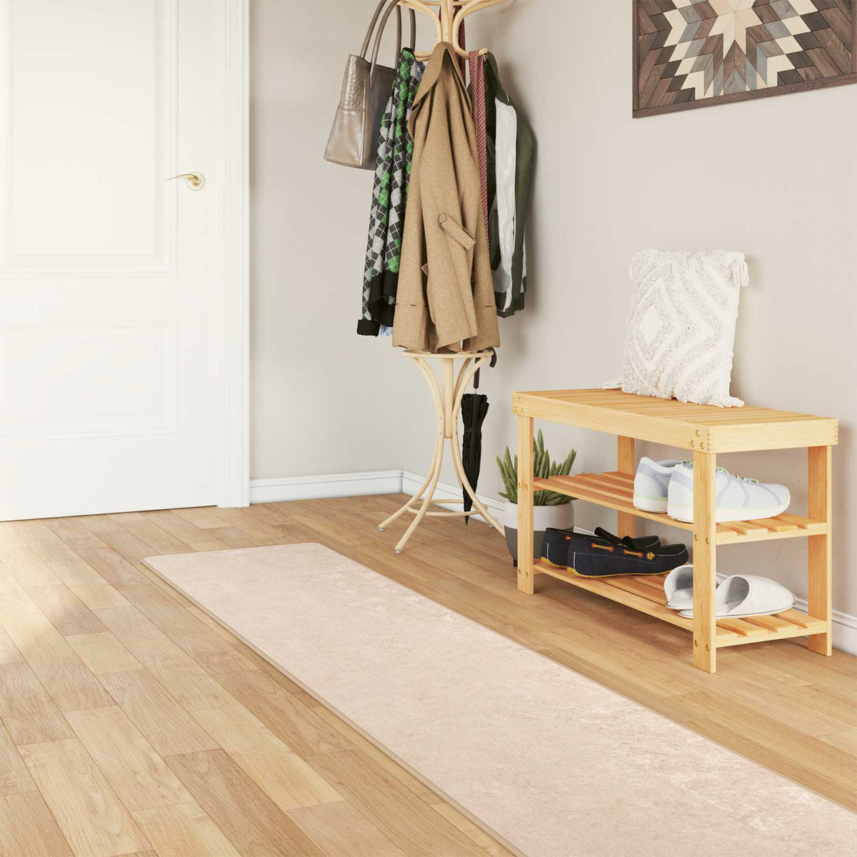 Tæppe Runner MARSA Cremefarvet 50 x 450 cm Polyester og PVC