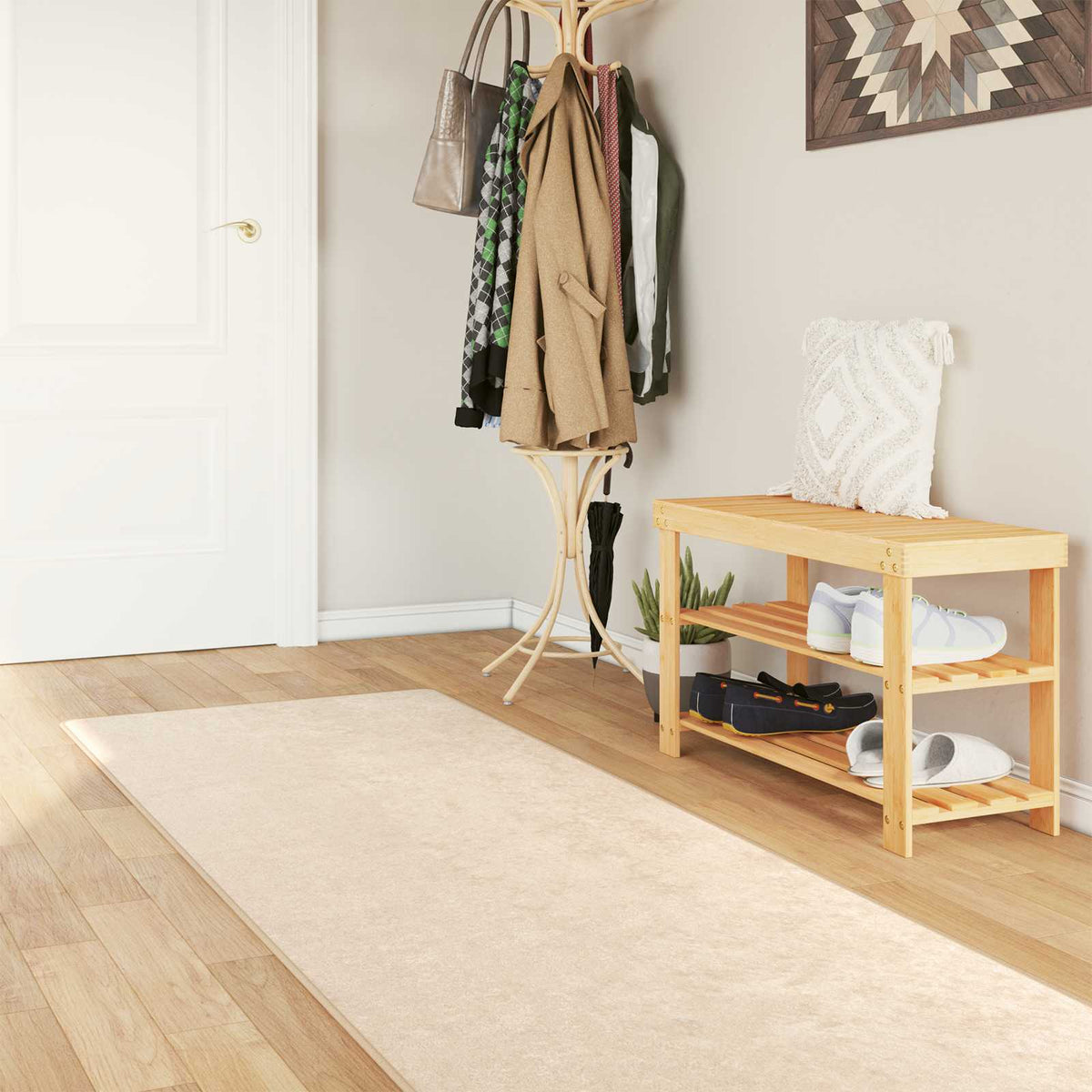 Tæppe Runner MARSA Cremefarvet 80 x 300 cm Polyester og PVC