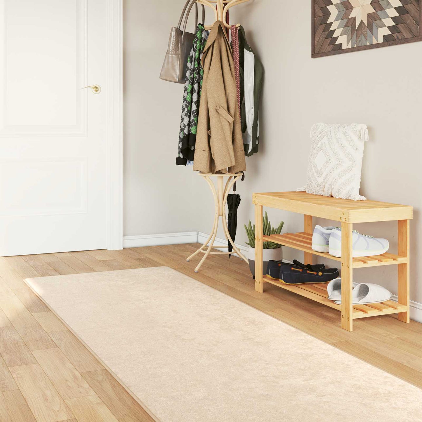 Tæppe Runner MARSA Cremefarvet 100 x 400 cm Polyester og PVC