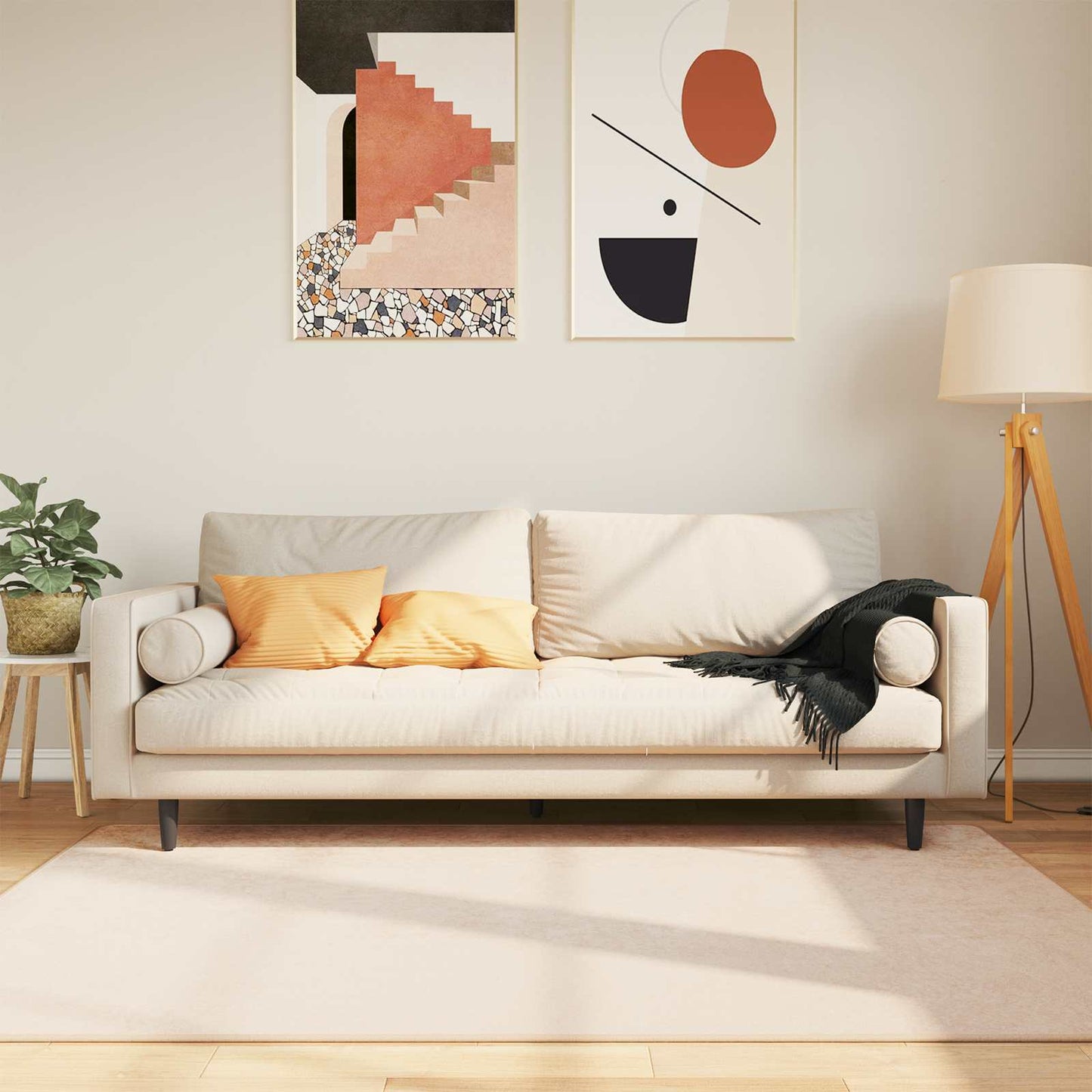 Tæppe Runner MARSA Cremefarvet 120 x 170 cm Polyester og PVC