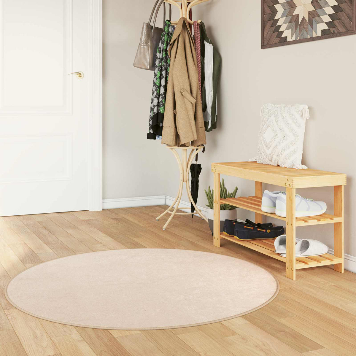 Tæppe Runner MARSA Cremefarvet 120 x 120 cm Polyester og PVC