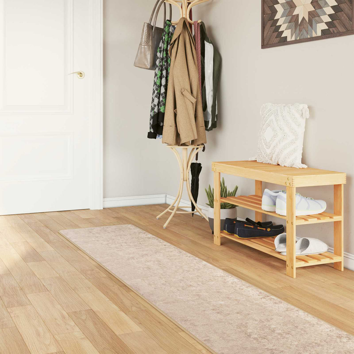Tæppe Runner MARSA Beige 50 x 300 cm Polyester og PVC
