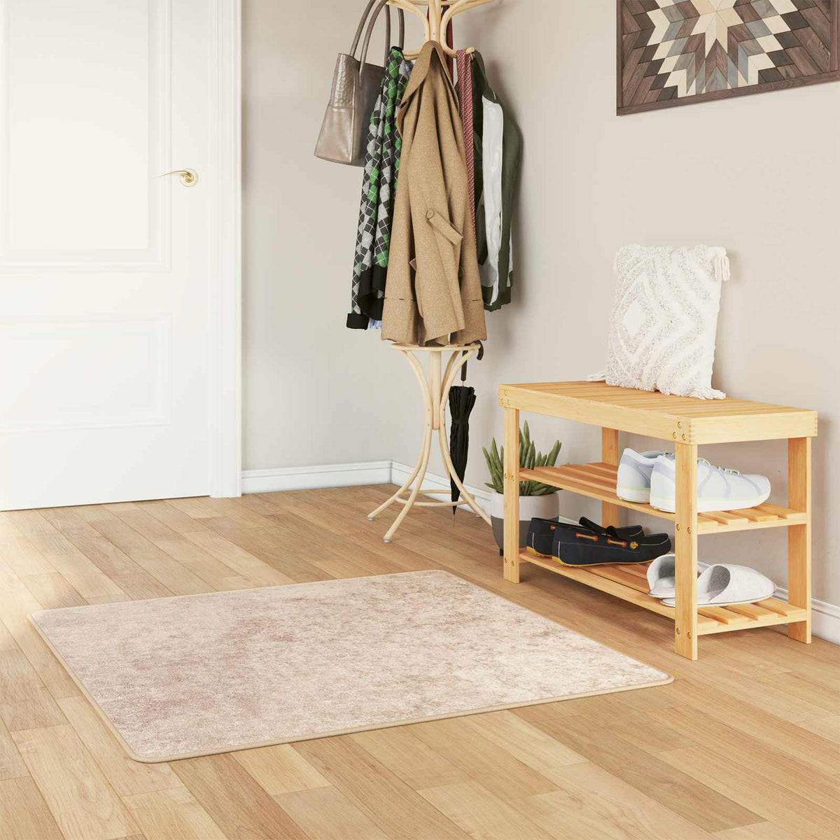 Tæppe Runner MARSA Beige 100 x 100 cm Polyester og PVC