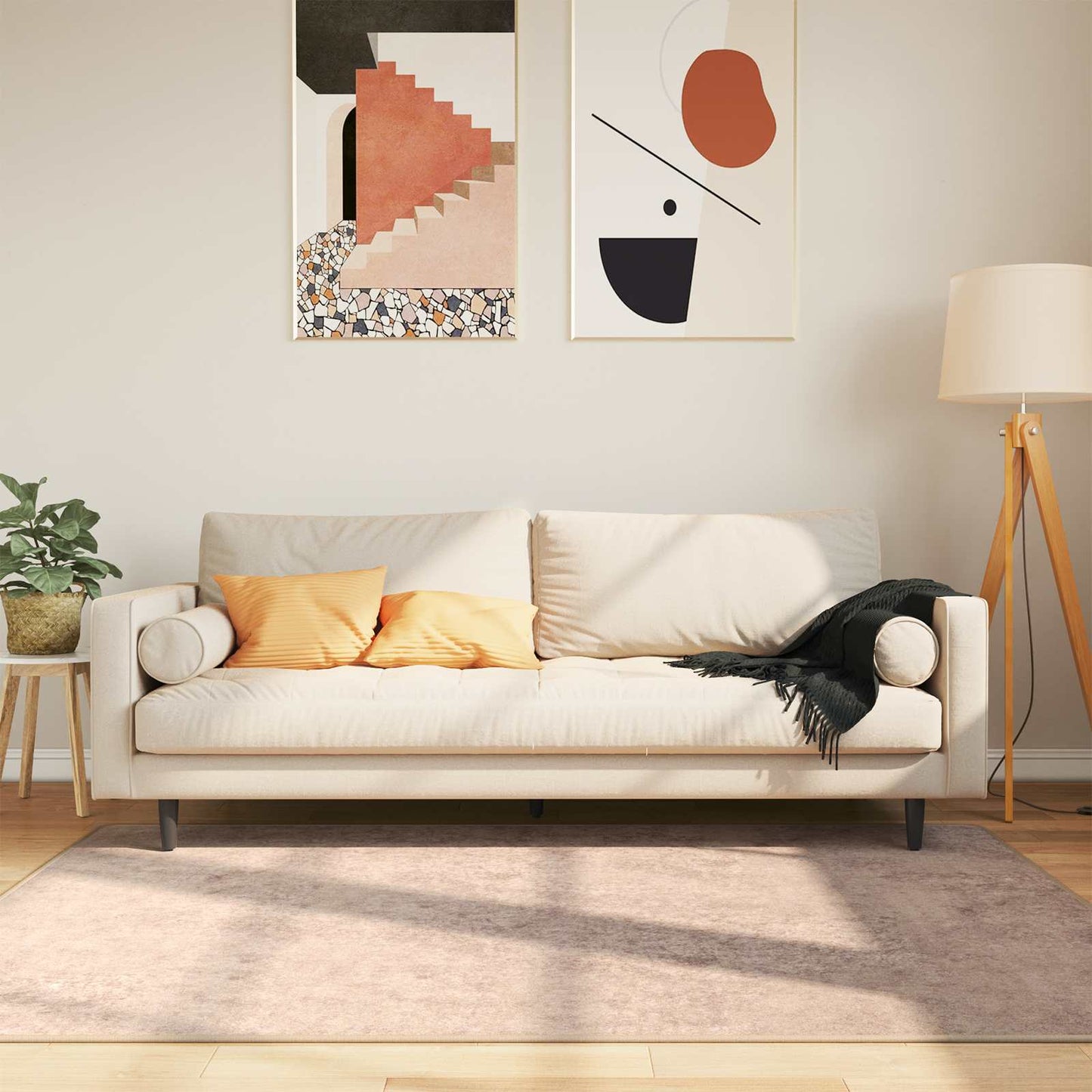 Tæppe Runner MARSA Sandfarvet 120 x 170 cm Polyester og PVC