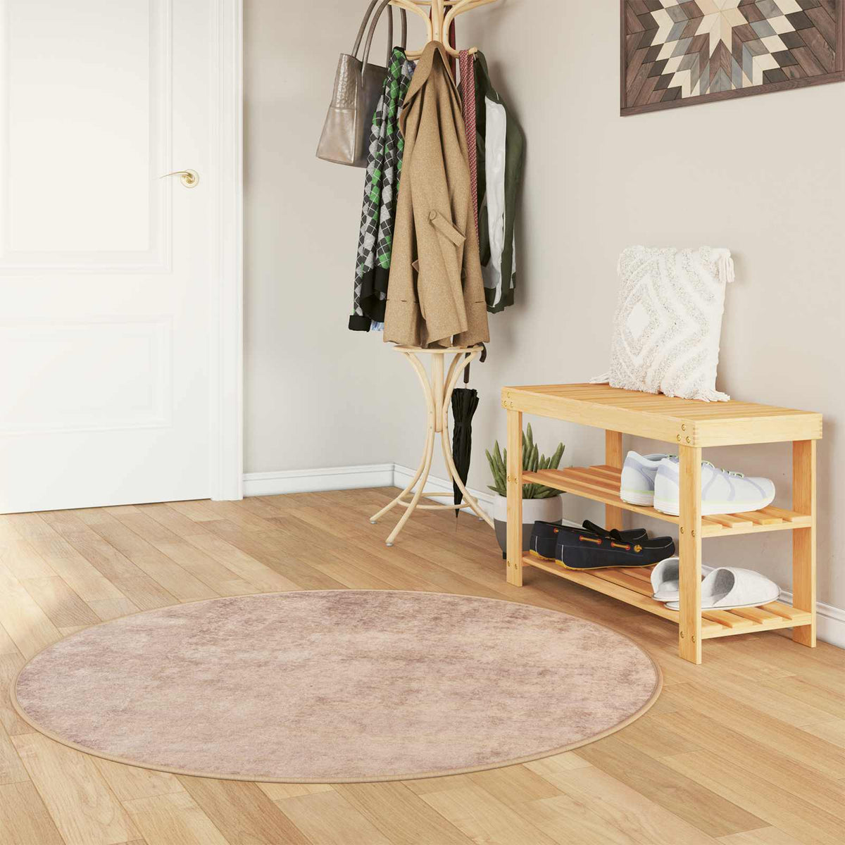 Tæppe Runner MARSA Sandfarvet 120 x 120 cm Polyester og PVC