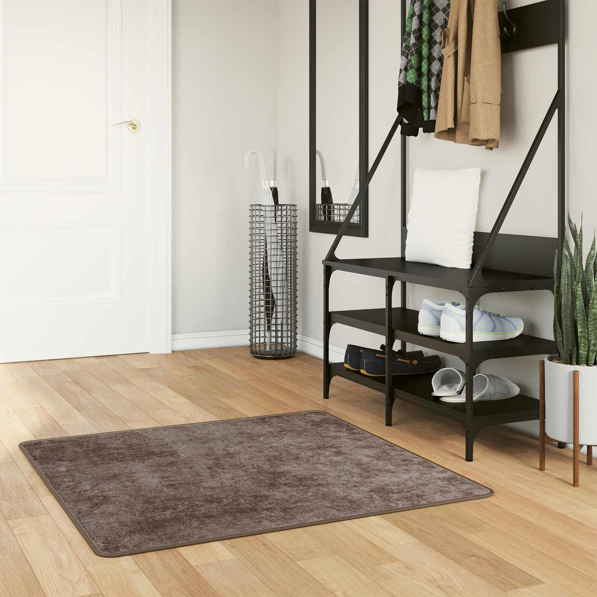 Tæppe Runner MARSA Grå 100 x 100 cm Polyester og PVC