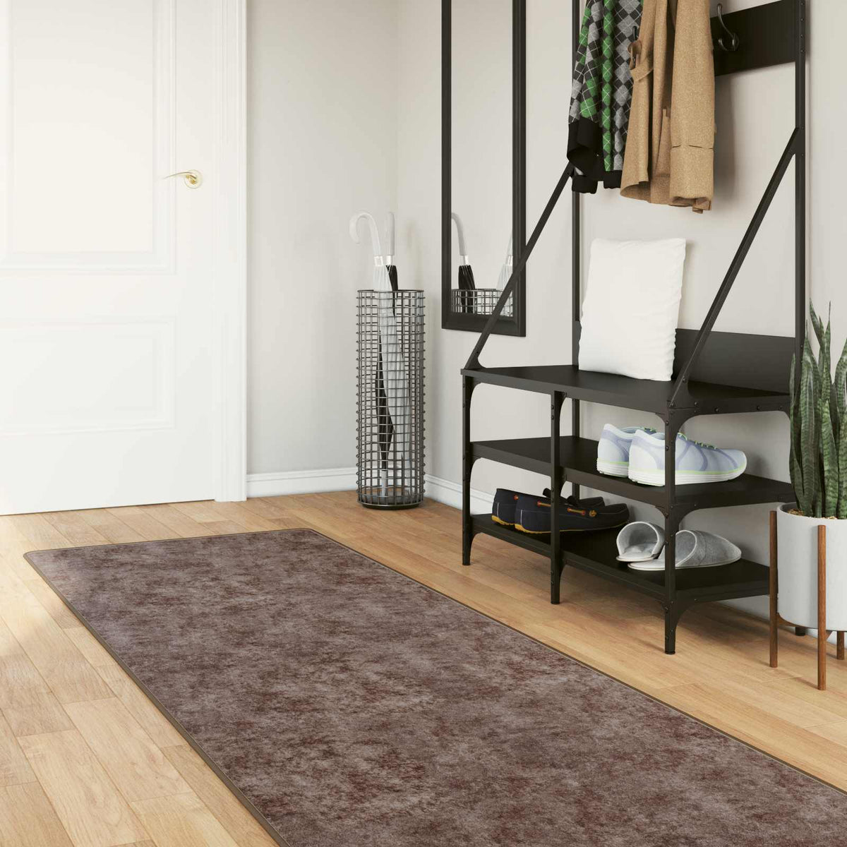 Tæppe Runner MARSA Grå 100 x 350 cm Polyester og PVC