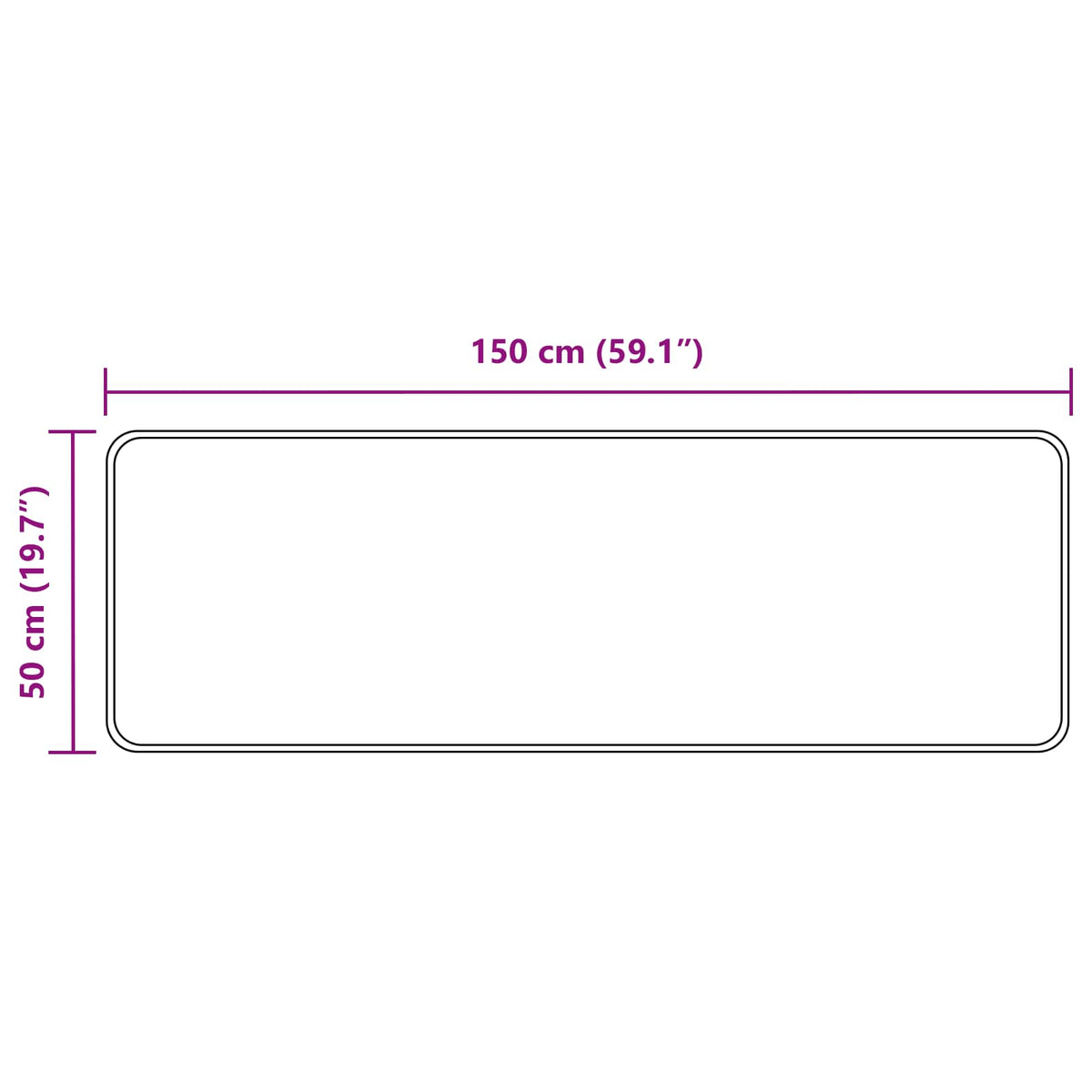 Tæppe Runner MARSA Sort 50 x 150 cm Polyester og PVC