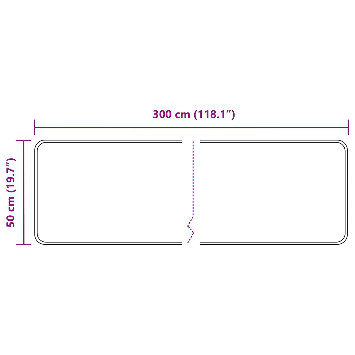 Tæppe Runner MARSA Sort 50 x 300 cm Polyester og PVC