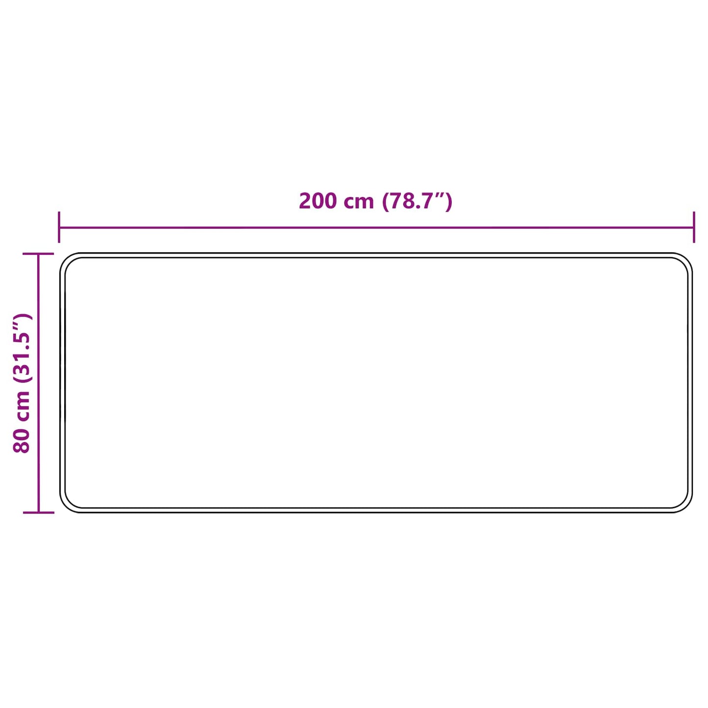 Tæppe Runner MARSA Sort 80 x 200 cm Polyester og PVC