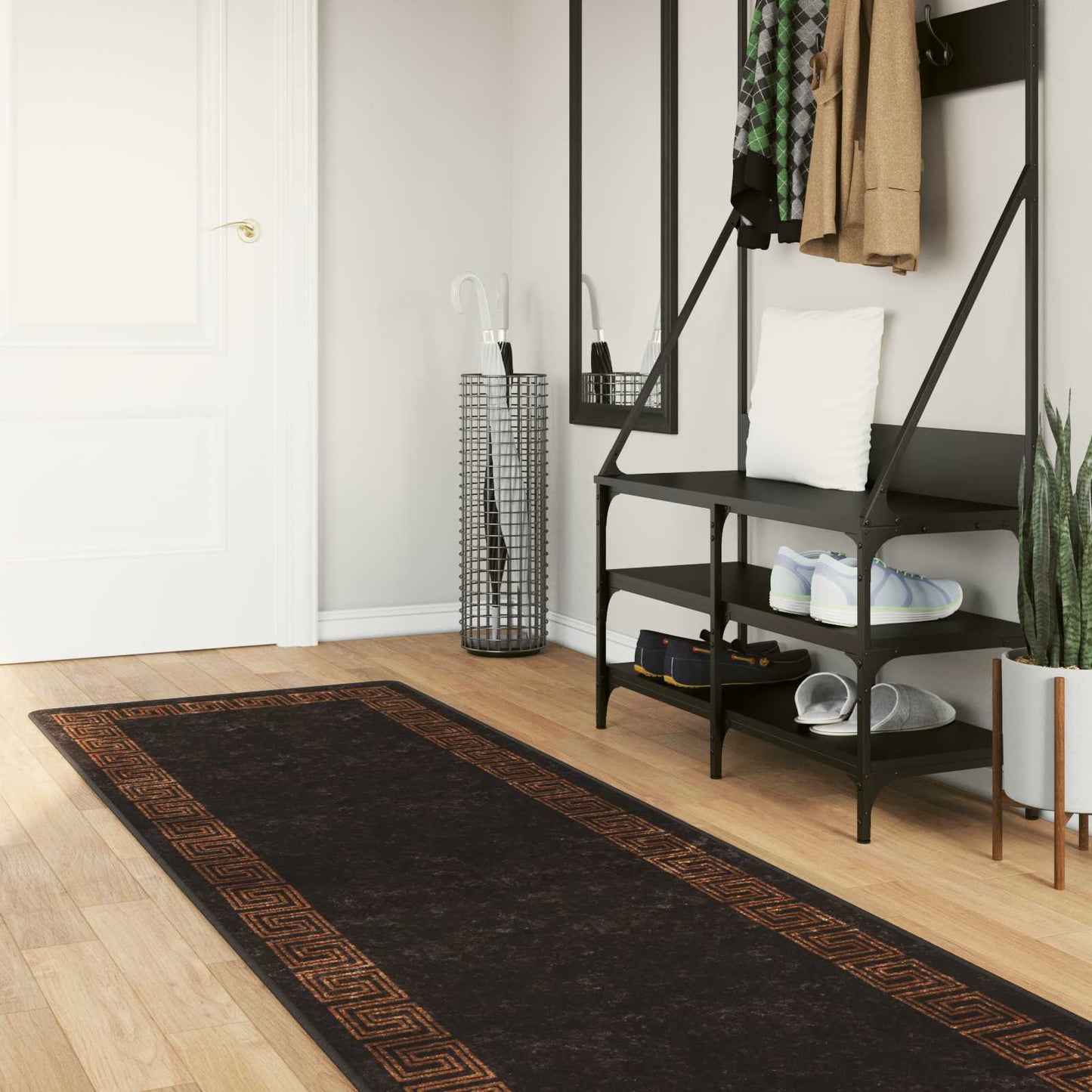 Tæppe Runner MARSA Sort 100 x 250 cm Polyester og PVC
