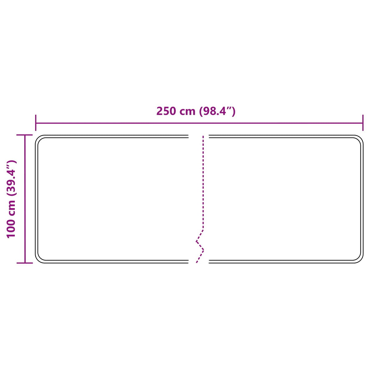 Tæppe Runner MARSA Sort 100 x 250 cm Polyester og PVC
