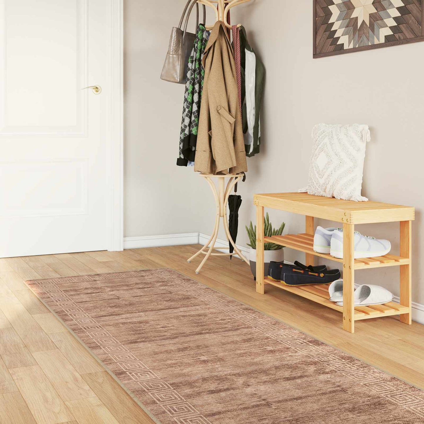 Tæppe Runner MARSA Hvid 80 x 350 cm Polyester og PVC
