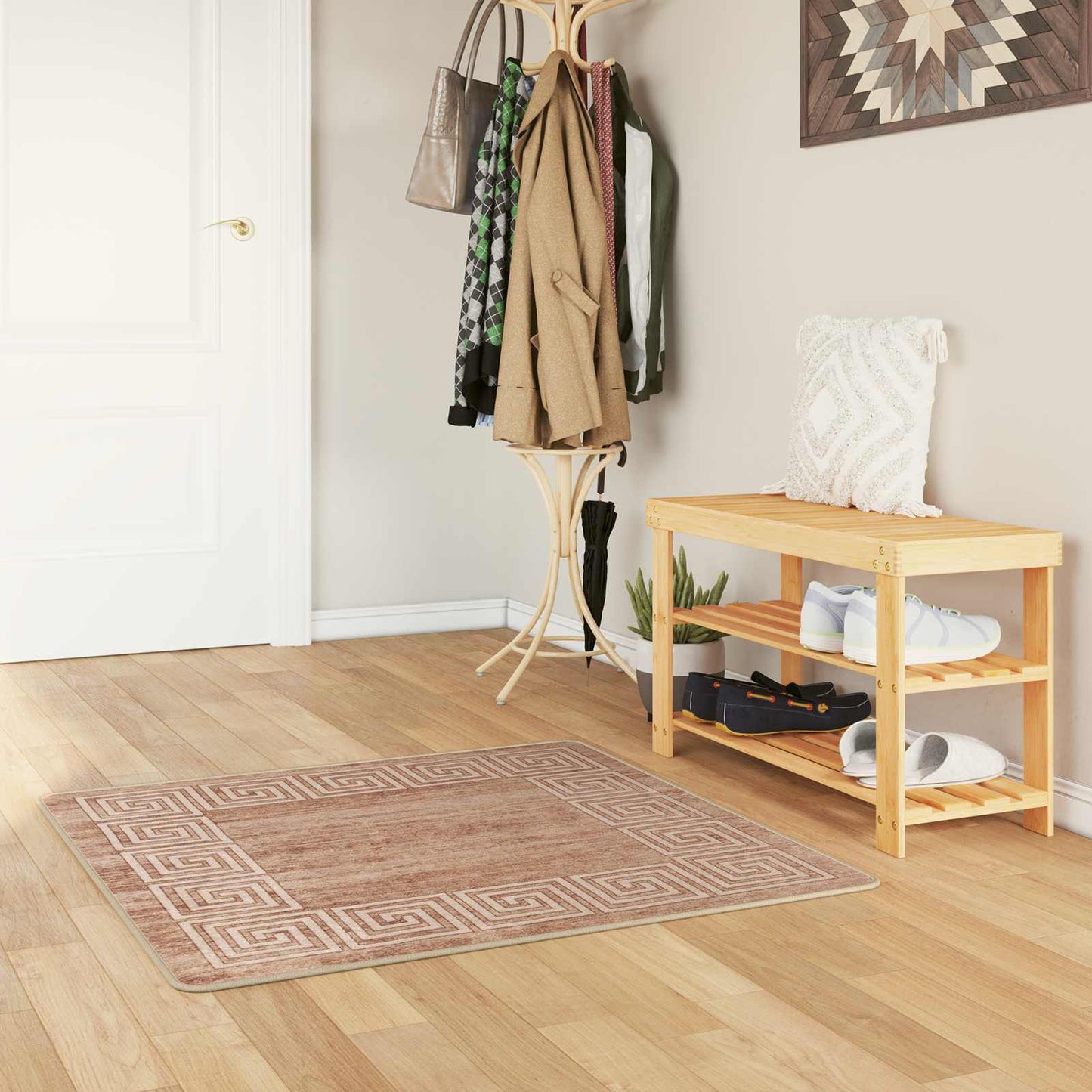 Tæppe Runner MARSA Hvid 100 x 100 cm Polyester og PVC