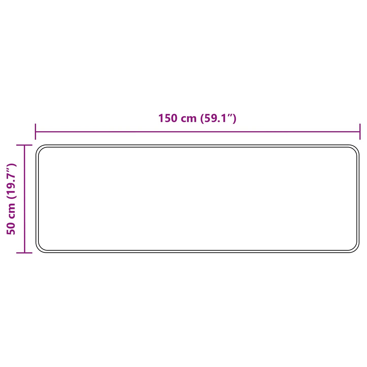 Tæppe Runner MARSA Sort 50 x 150 cm Polyester og PVC