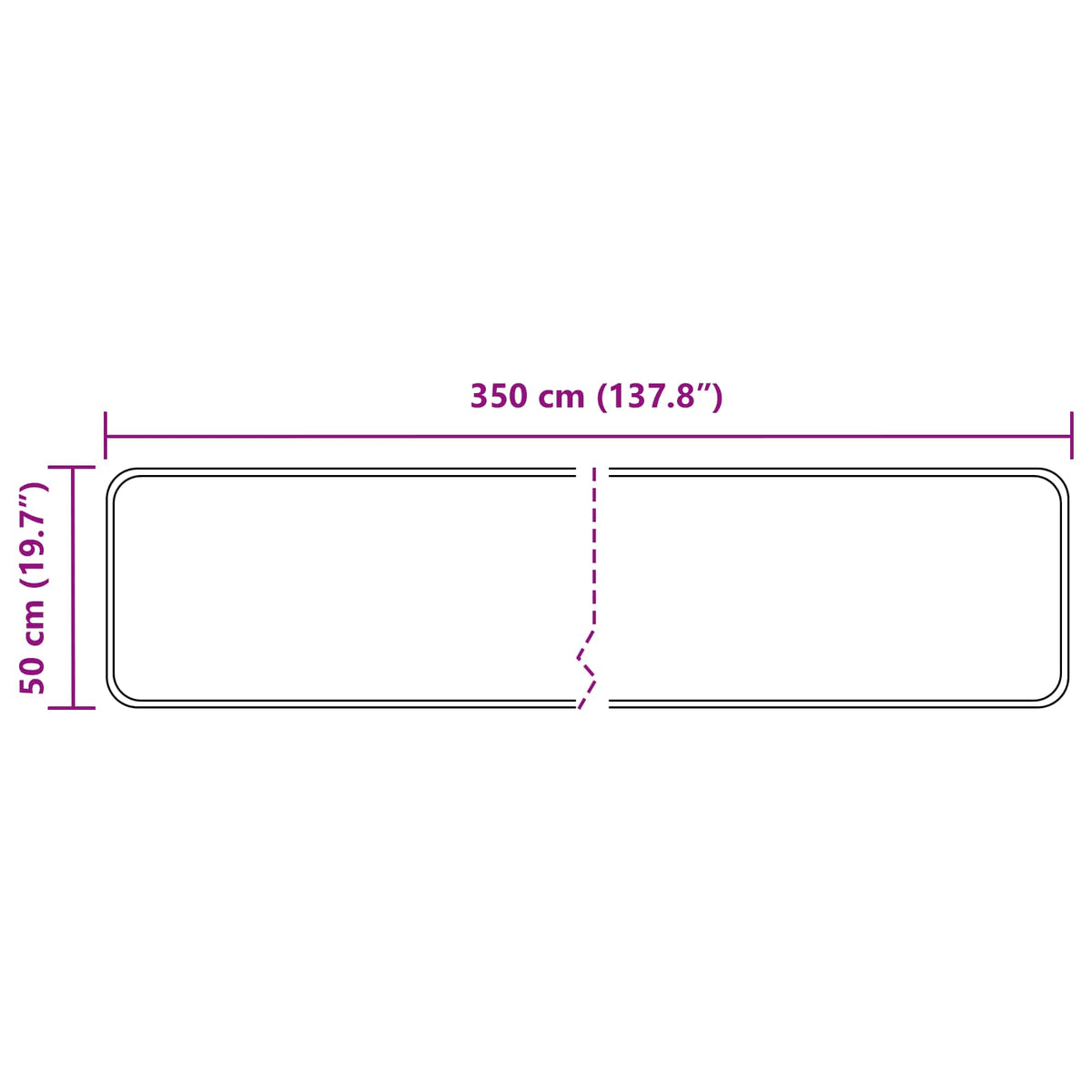 Tæppe Runner MARSA Sort 50 x 350 cm Polyester og PVC