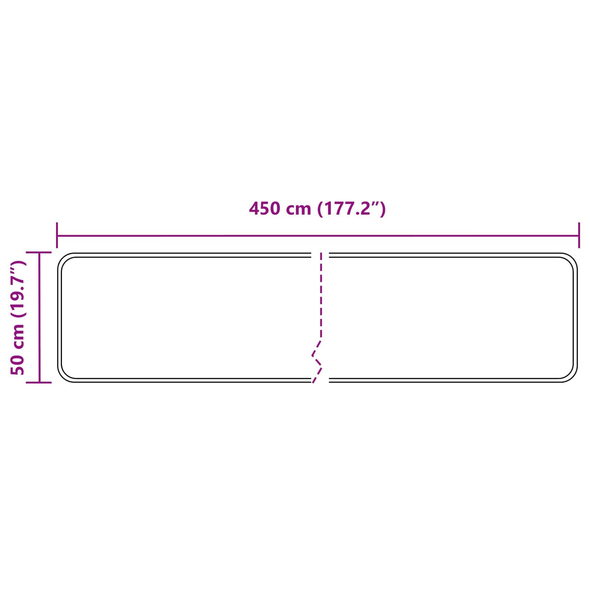 Tæppe Runner MARSA Sort 50 x 450 cm Polyester og PVC