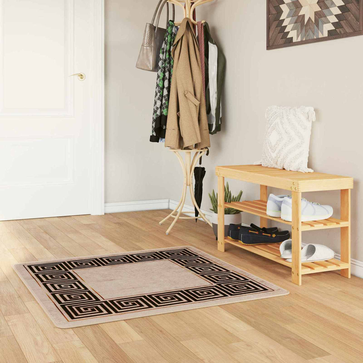 Tæppe Runner MARSA Sort 100 x 100 cm Polyester og PVC