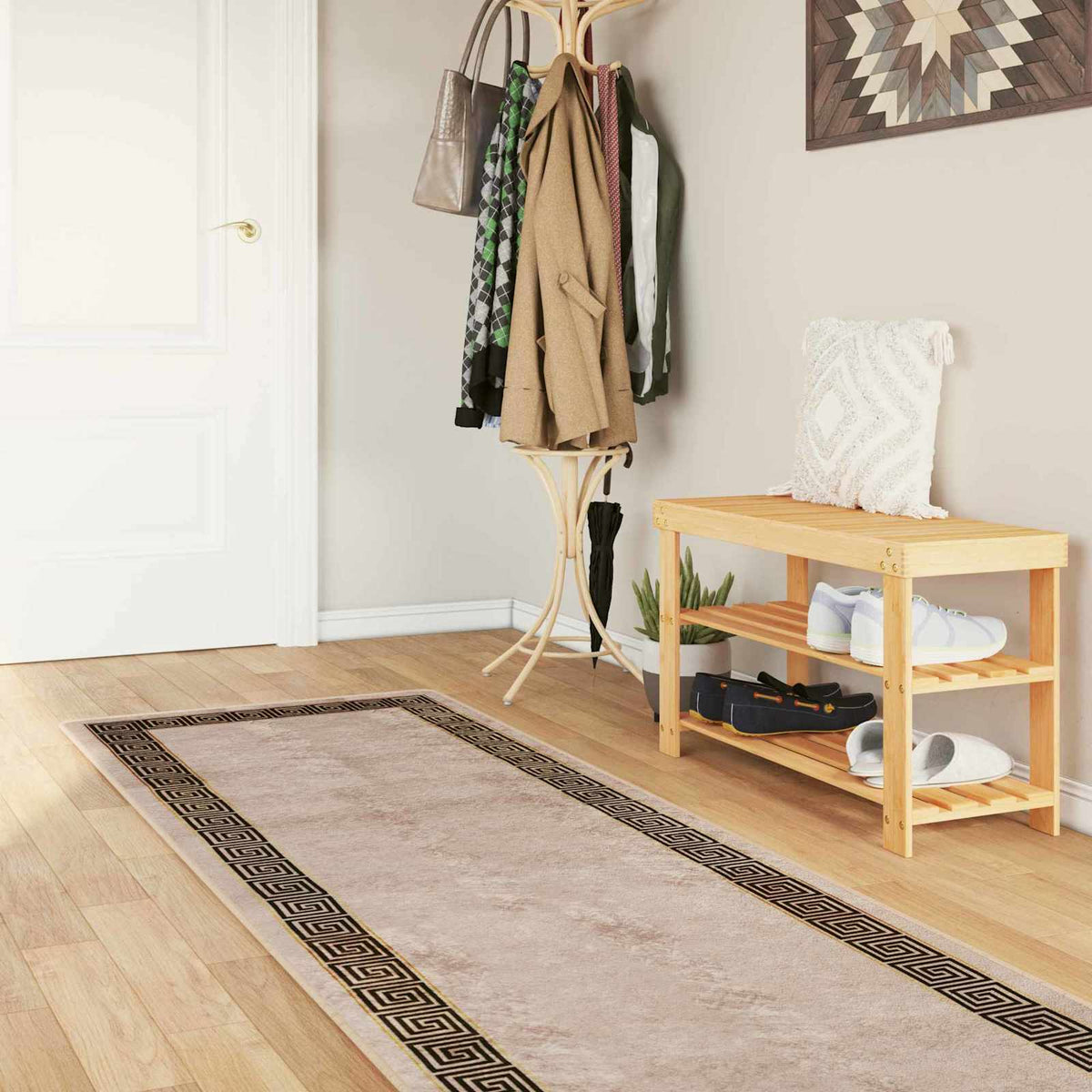 Tæppe Runner MARSA Sort 100 x 450 cm Polyester og PVC