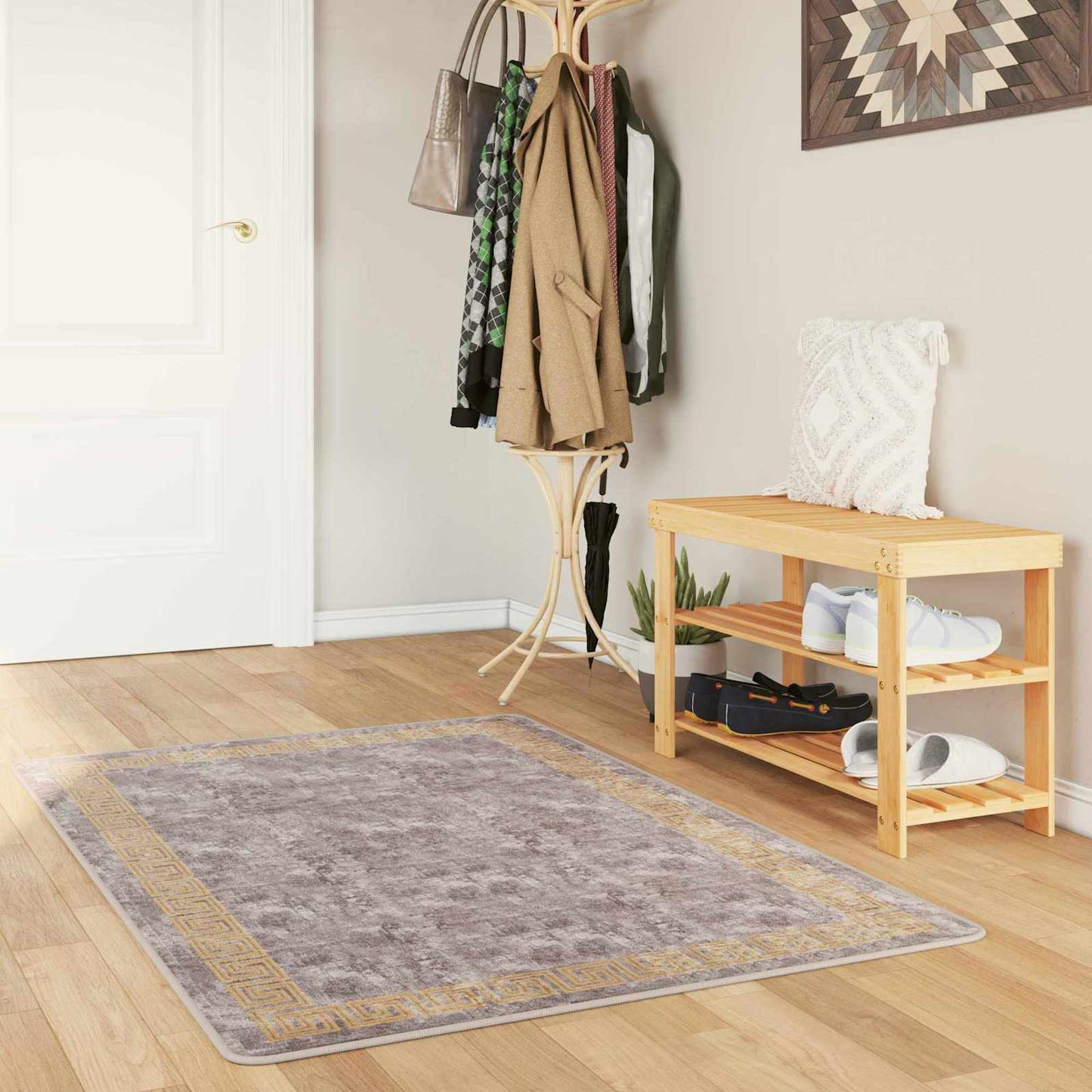 Tæppe Runner MARSA Grå 80 x 200 cm Polyester og PVC
