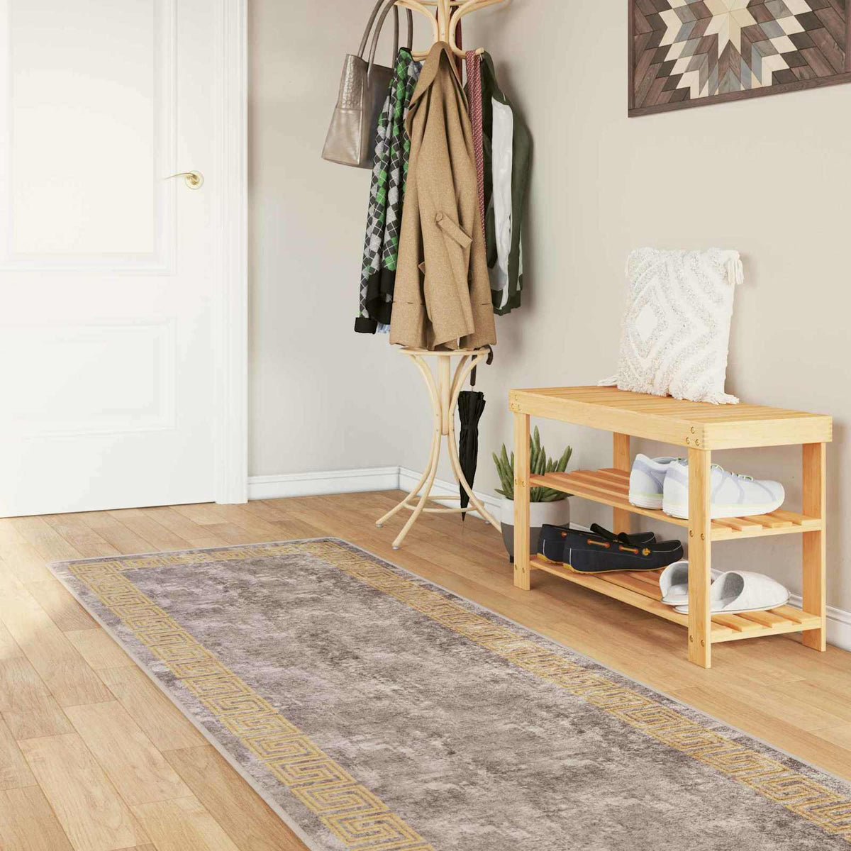 Tæppe Runner MARSA Grå 80 x 450 cm Polyester og PVC