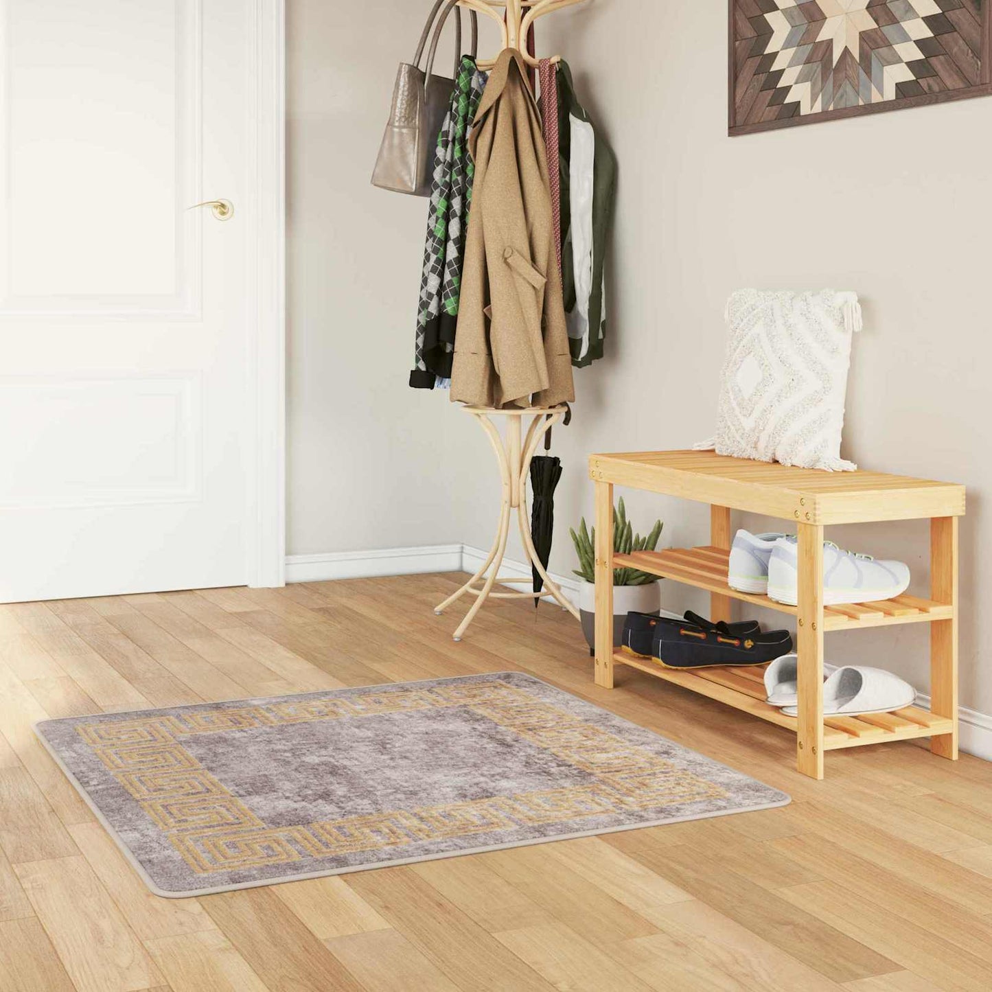 Tæppe Runner MARSA Grå 100 x 100 cm Polyester og PVC