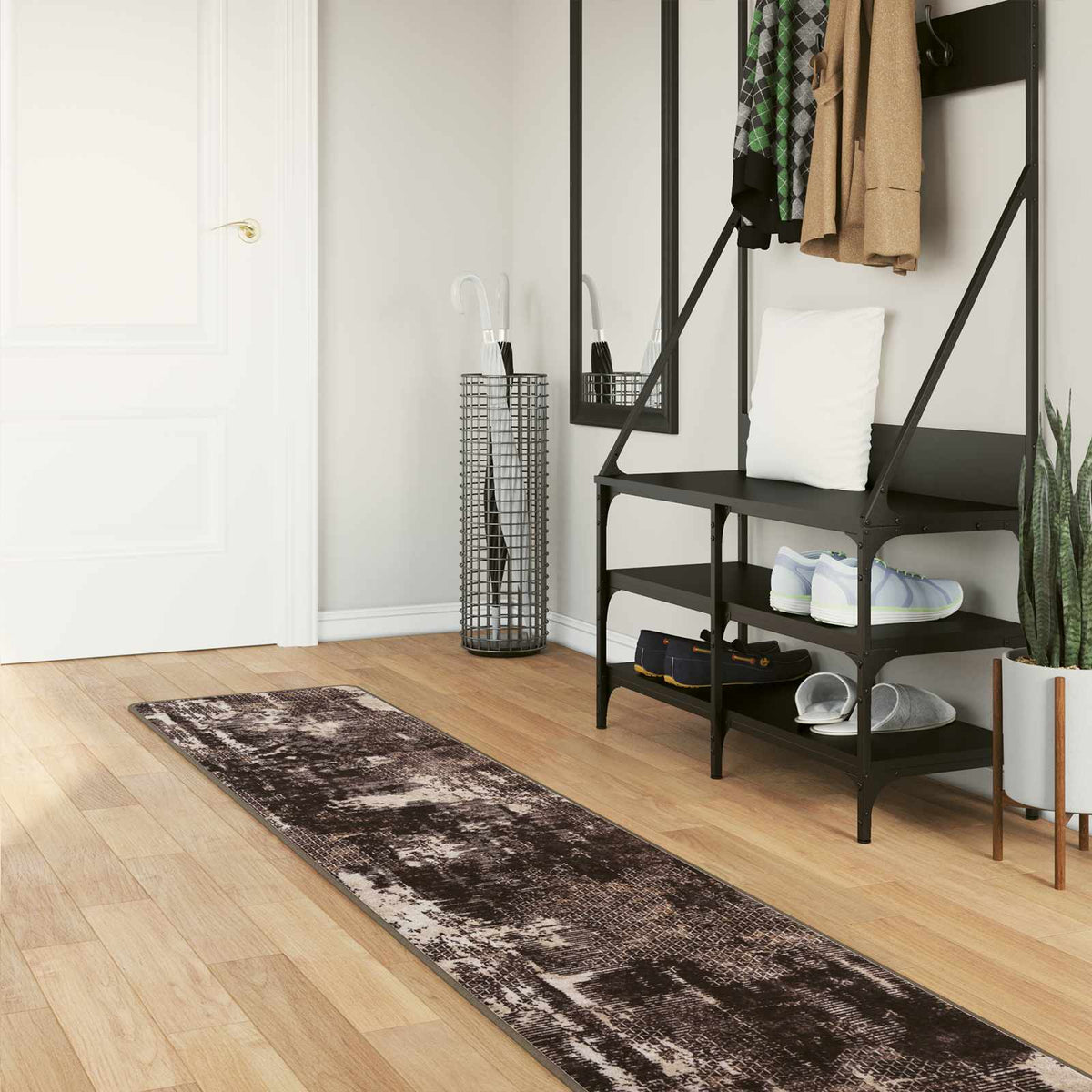 Tæppe Runner MARSA Sort 50 x 250 cm Polyester og PVC